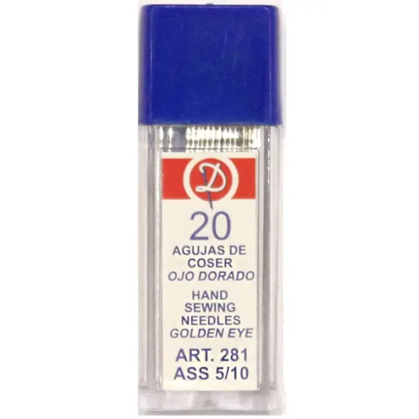 Agujas Coser 5-10, Blister de 20 agujas para coser a mano. Medidas variadas de 5 a 10.