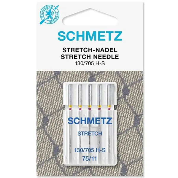 Stretch 75, Pack de 5 agujas para tejidos elásticos (seda, licra...) Tamaño 75/11