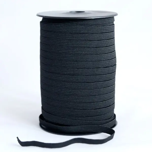 Goma plana neg 8 , Cinta plana de goma elástica negra nº 8 (6 mm de ancho)