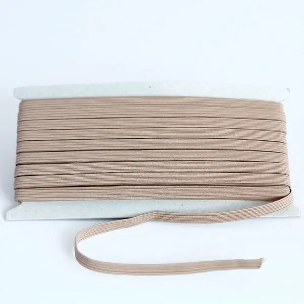 Goma plana beige, Cinta plana de goma elástica beige nº 8 (6 mm de ancho)