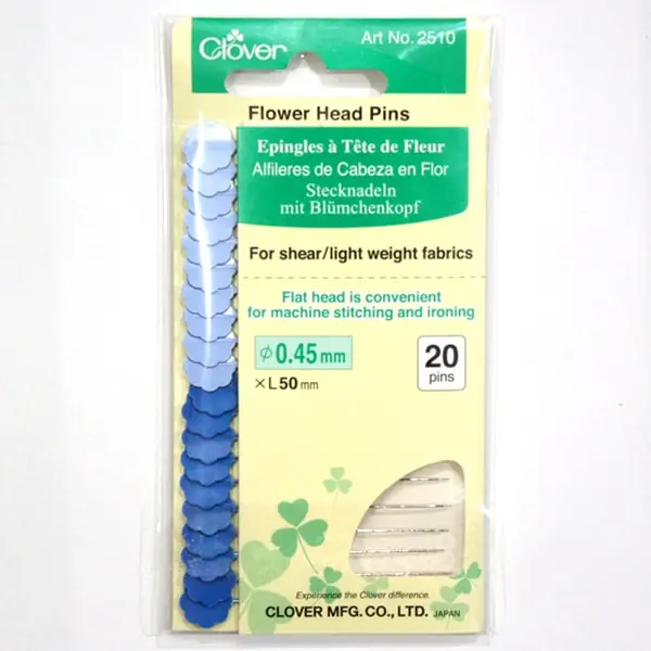 Alfileres Flor, Blister de 20 alfileres de cabeza en flor. Art 2510 de Clover