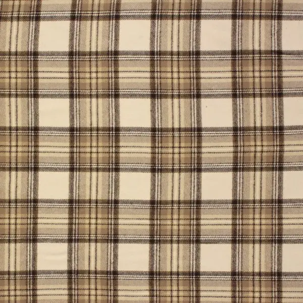 Cuadros Marrón, Franela 100% algodón de Marcus Fabrics base color crema y cuadros marrón.