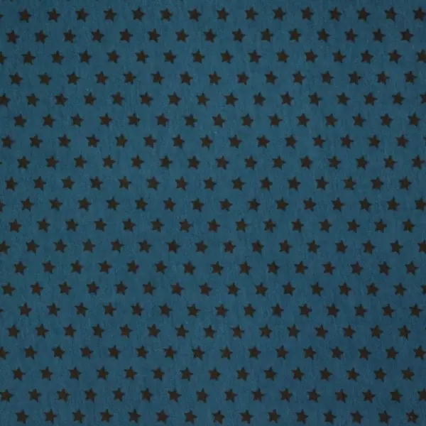 Estrella Marrón, Tela de punto jersey con estrellas color marrón sobre azul oscuro