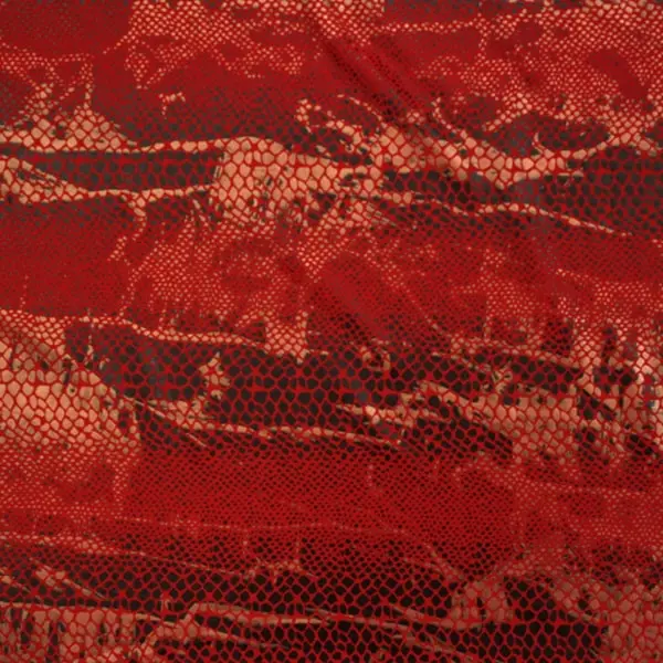 Serpiente Rojo, Tela de licra con estampado de serpiente en color rojo