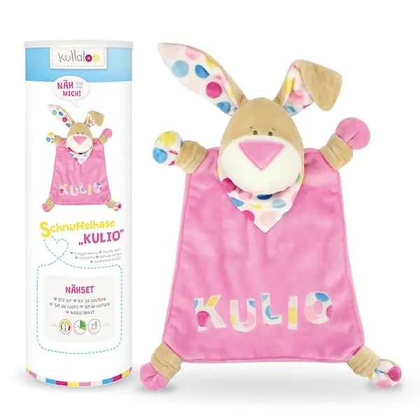 Kulio Rosa, Patrón y tela para hacer el Doudou Kulio en rosa. Conejo de 40cm aprox.