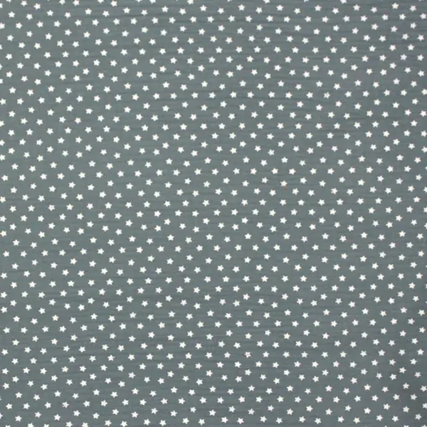 Azul Estrellas, Tejido dogle gasa de algodón de fondo azul con estrellas blancas 