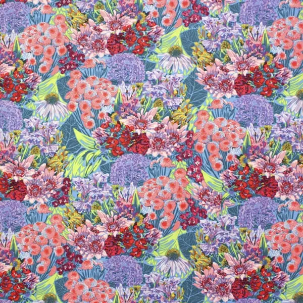 Secret Whisper , Tela de Anna Maria estampada de flores en color azul -colección Made my Day