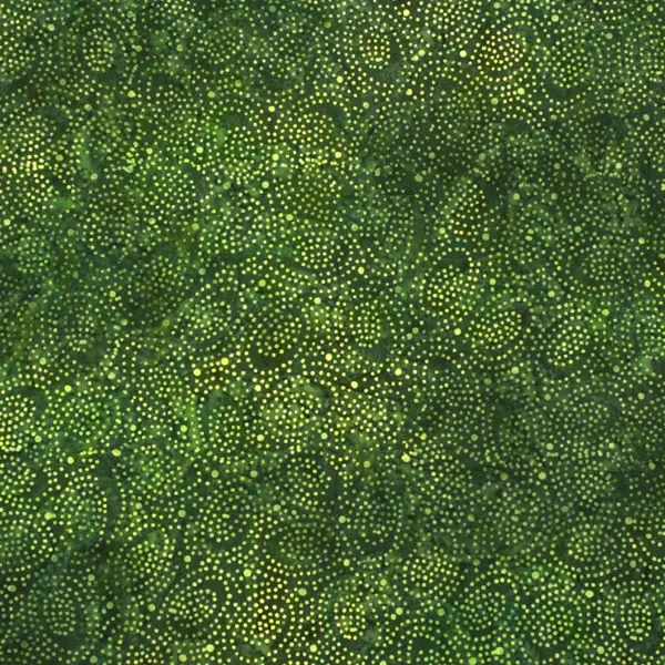 Bali Verde, Batik en tonos verdes estampada con topitos en color amarillo.