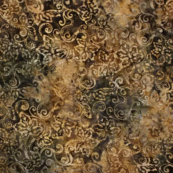 Filigranas Tierra, Batik de Marcus Fabrics con filigranas color tierra