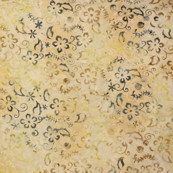 Flores Ocre, Batik estampada con siluetas de flores, de Marcus Fabrics