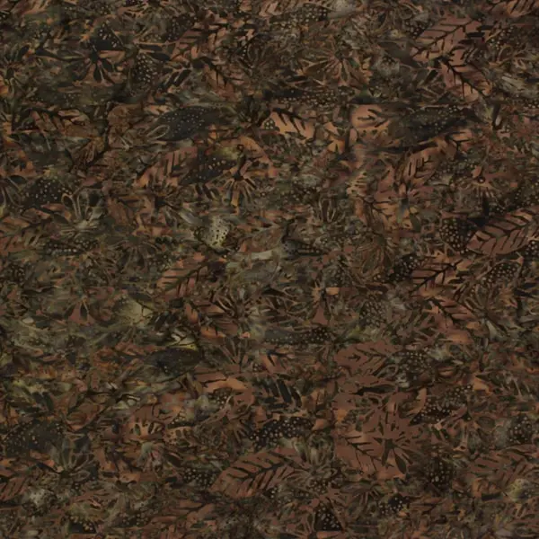 Hojas Marrón, Batik de Marcus Fabrics con estampado de hojas marrones