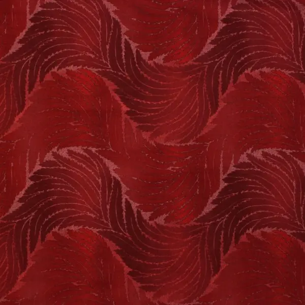 Yoko Rojo, Hojas en rojo dibujando cenefas, by Yoko Oodachi de Handworks Fabric