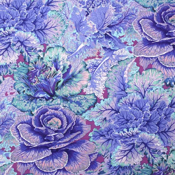 Curly Kale Blue, Tela Kaffe Fassett de la colección Curly Kale -Ref PWPJ120 Blue