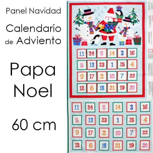 Llega Papa Noel, Panel calendario de adviento Papa Noel. Medida 60 x 110 cm