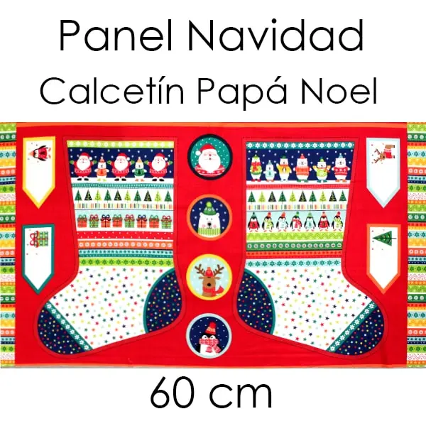 Papa Noel, Panel para recortar calcetín Papa Noel. Medida 60 x 110 cm