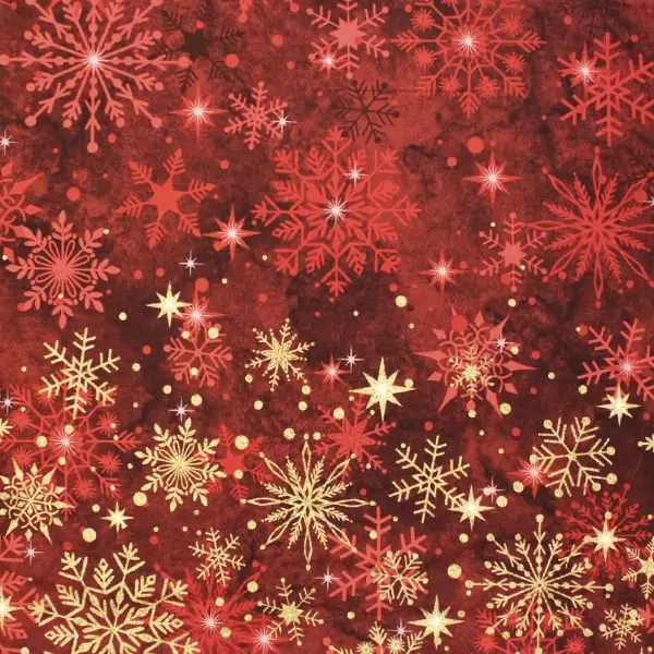Christmas Joy 1, Tela de Deborah Edwards en tonos rojos y dorados -colección Christmas Joy