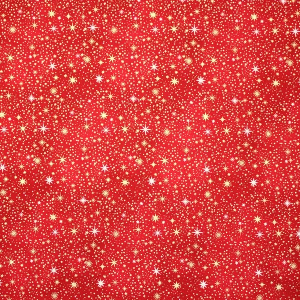 Celestial Roja, Tela de Makover colección Enchanted Celestial fondo rojo con estrellas