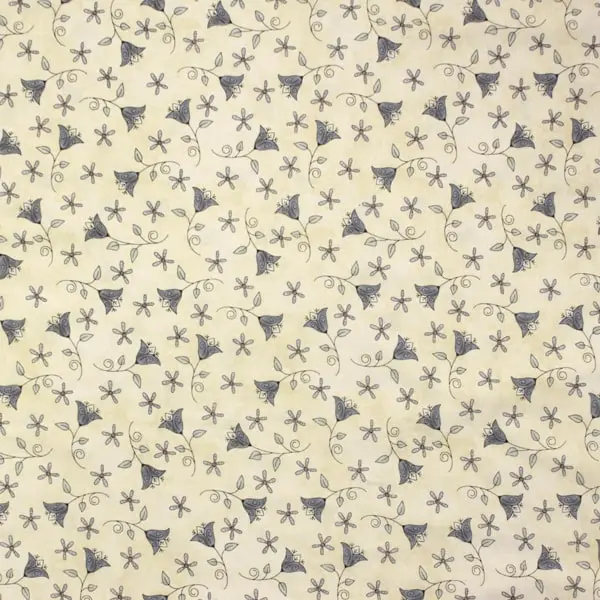 Butterflies, Tela de Henry Glass con fondo crudo estampado con flores en azul