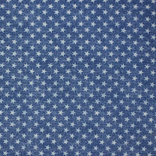 Estrellas Jeans, Tela de algodón imitando al tejido de jeans en color azul con estrellas