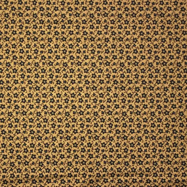 Henderson 20517, Tela de la colección Henderson Street fondo ocre con flores en azul y negro