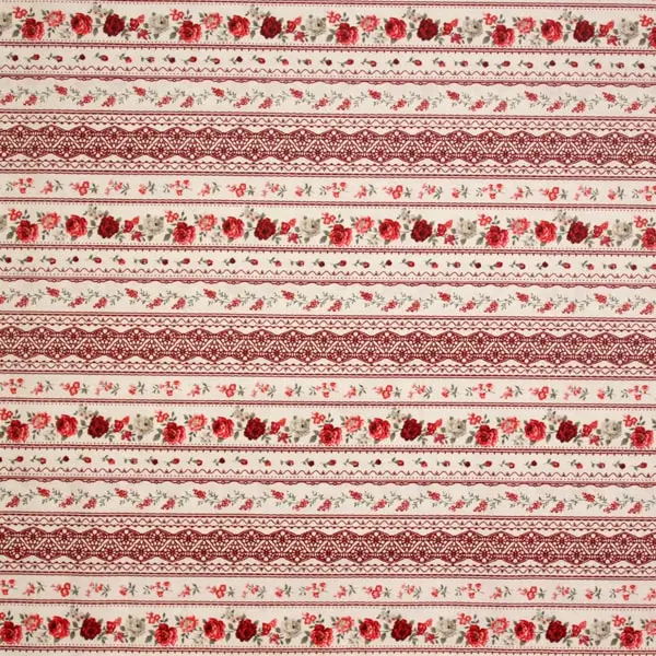 Cenefa Granate, Cenefas de flores en granate. Colección Ellie Roses de Stof Fabrics