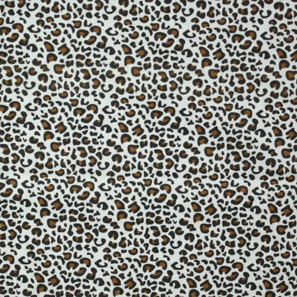 Leopardo Marrón, Estampado piel de leopardo moteado marrón y fondo blanco roto