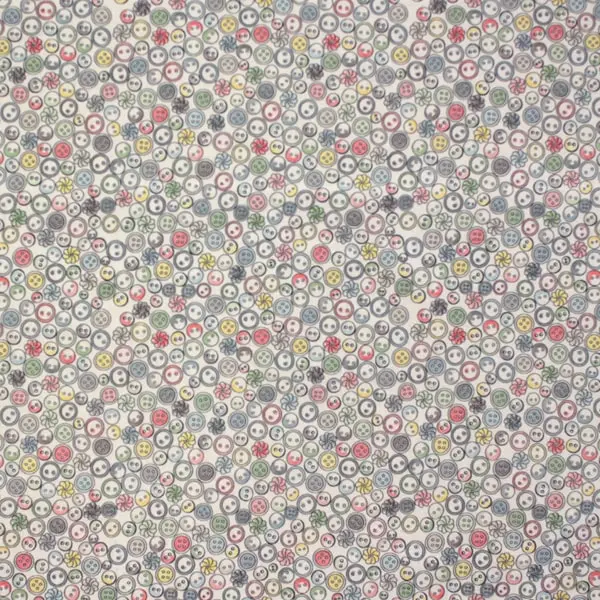 Botones, Tela estampada con botones en tonos pastel