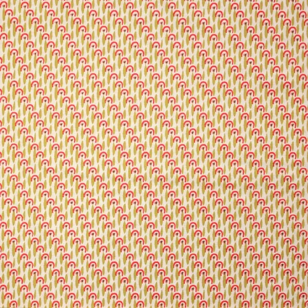Otoño Geométrica, Tela con estampado geométrico en colores magenta y verde
