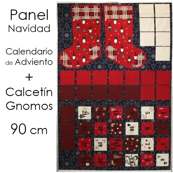 Panel Gnomos , Panel calendario de adviento + Calcetín de Gnomos. Medida 90 x 140 cm