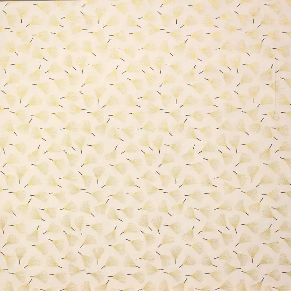 Plumas Doradas, Tela de Navidad fondo blanco estampada con plumas doradas