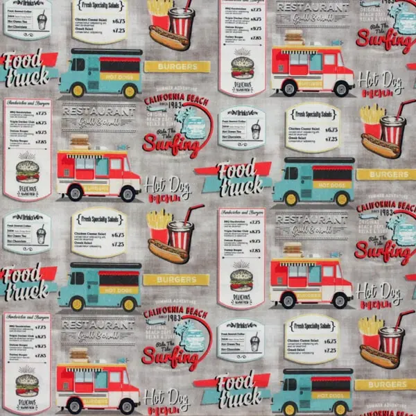 Food-truck, Tela con Food-truck y sus comidas