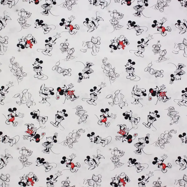 Mickey & Minnie, Mickey y Minnie Mouse en blanco y negro con detalles en rojo