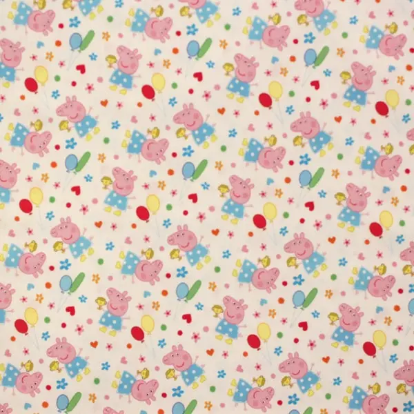 Peppa Pig, La famosa cerdita Peppa junto a globos, flores y corazones