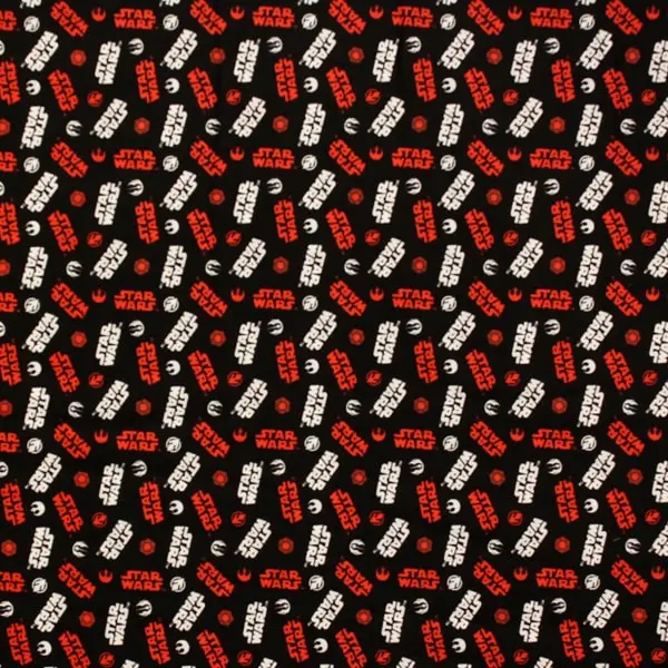Star Wars Logo, El logo de Star Wars en blanco y rojo estampado sobre negro
