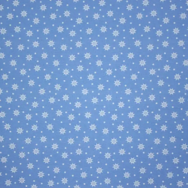 Timones, Estampado de timones marineros sobre fondo azul.