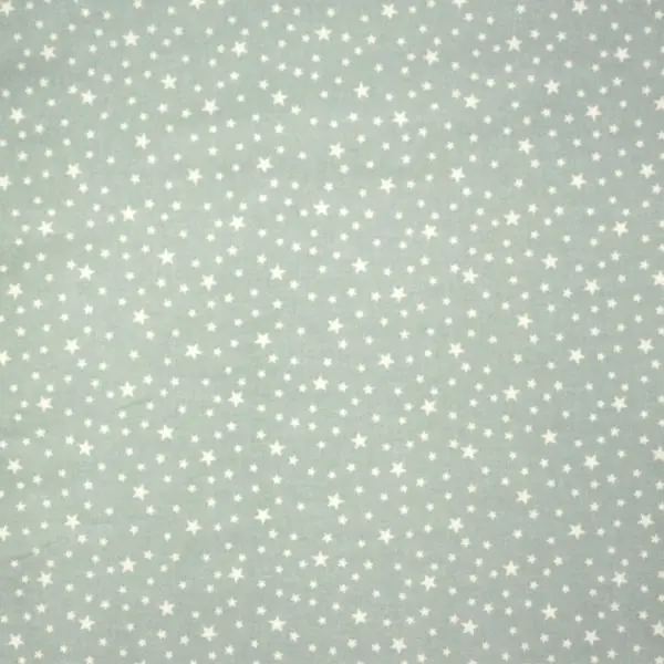 Mint Estrellas Bl, Tela en color verde menta estampada con estrellas en color blanco